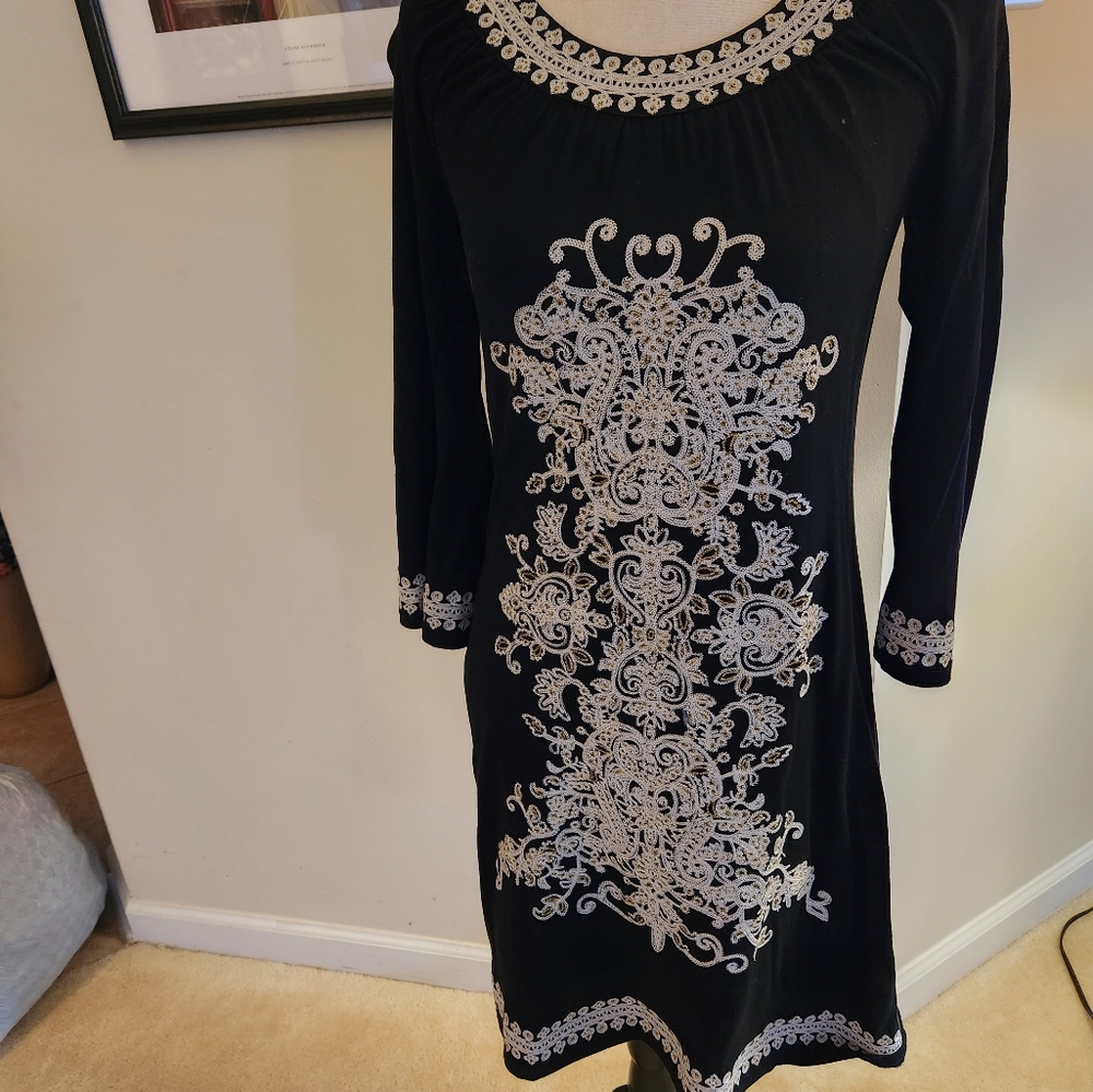 Inc. black, fitted beaded dress. Size small.
